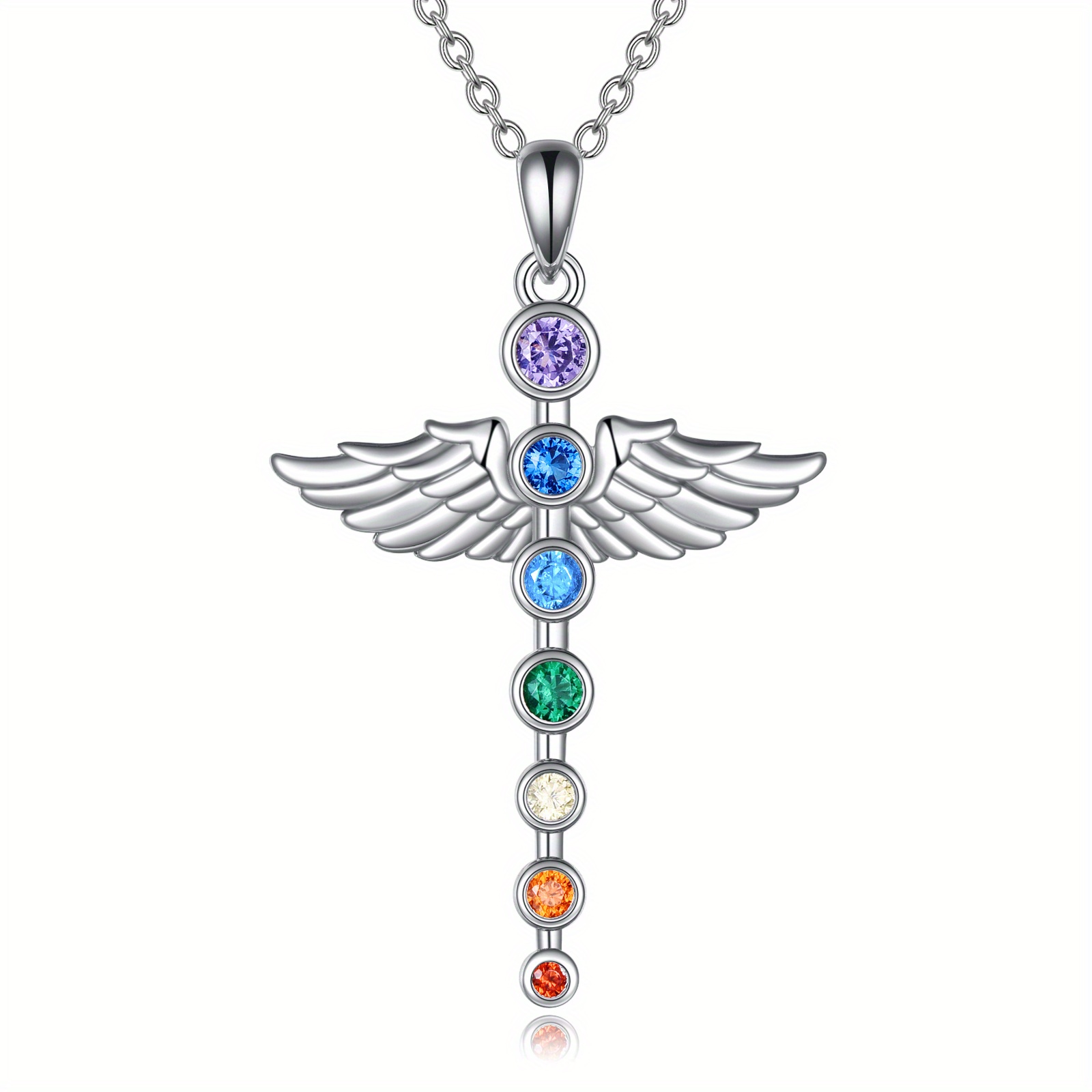 Women's Chakra Angel Synthetic Pendant Necklace, Spiritual Gift