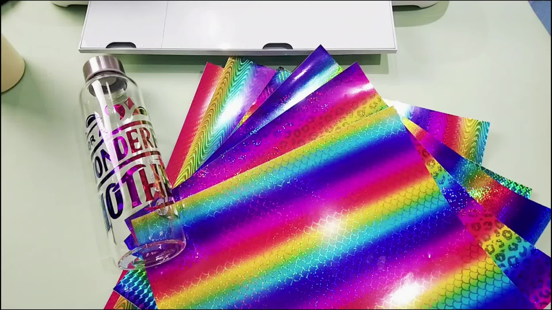 Rainbow Adhesive Craft Permanent Vinyl Sheet Design Lettering Film