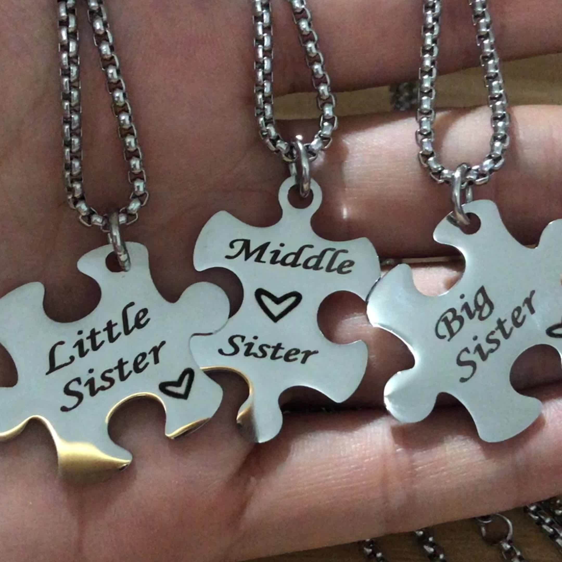 Sister puzzle deals piece necklace