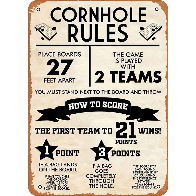 TEMU Jeu de Cornhole Vintage Plat 2D en Bois - Ensemble de Jeu de d'Extérieur en Bois avec de Score et Guide des Règles, Décoration de Jardin en Bois