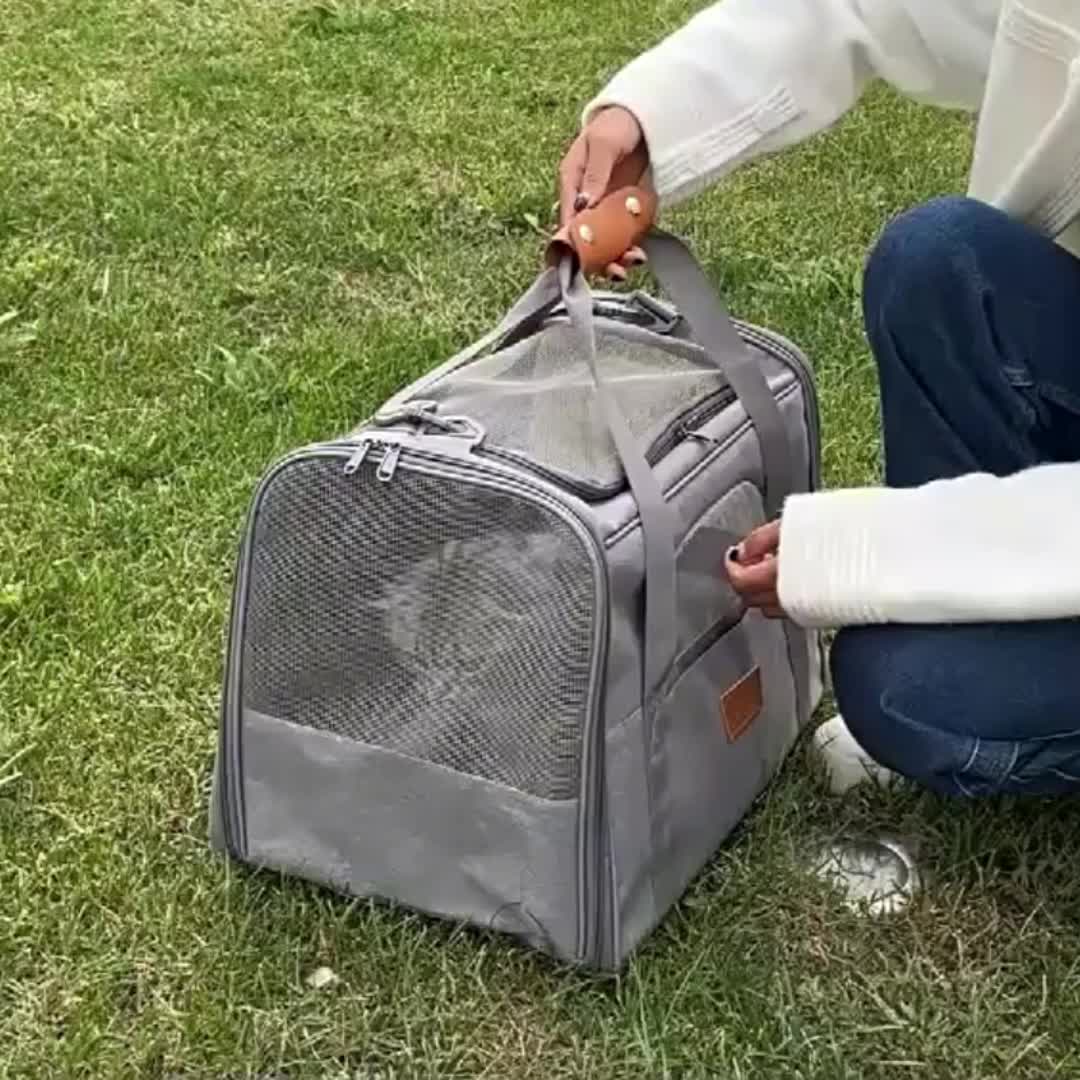 Morpilot Pet Travel Carrier Bag, Portable Pet Bag - Folding Fabric Pet Carrier, Travel Carrier Bag for Dogs or Cats, Pet Cage with Locking Safety