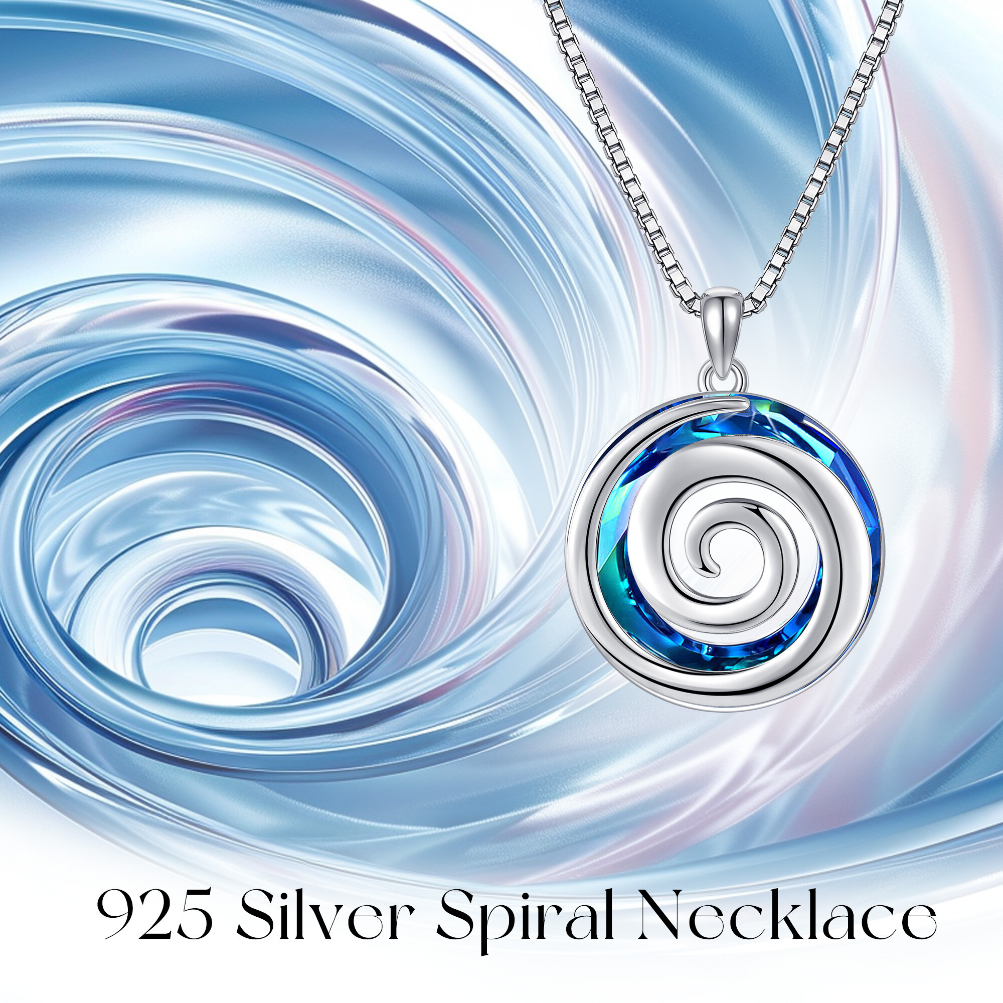 Image of 1pc S925 Sterling Silvery Pendant Spiral Necklace With Artificial Crystal, Elegant And Retro Ladies' Necklace, Couple Necklace, Birthday Gift, Christmas Gift