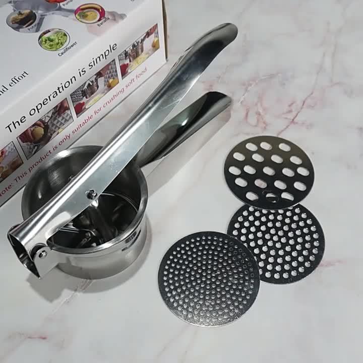 Large Potato Ricer Stainless Steel, Potato Masher Stronger, with Longer  Leverage Handles,3 Interchangeable Discs, Ricer Kitchen Tool-Mashed  Potatoes