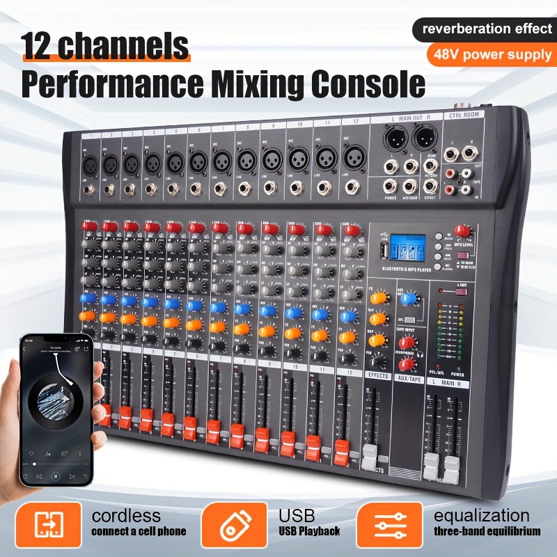 Professional Audio Mixer: Wireless Dual Microphone Usb Rec - Temu