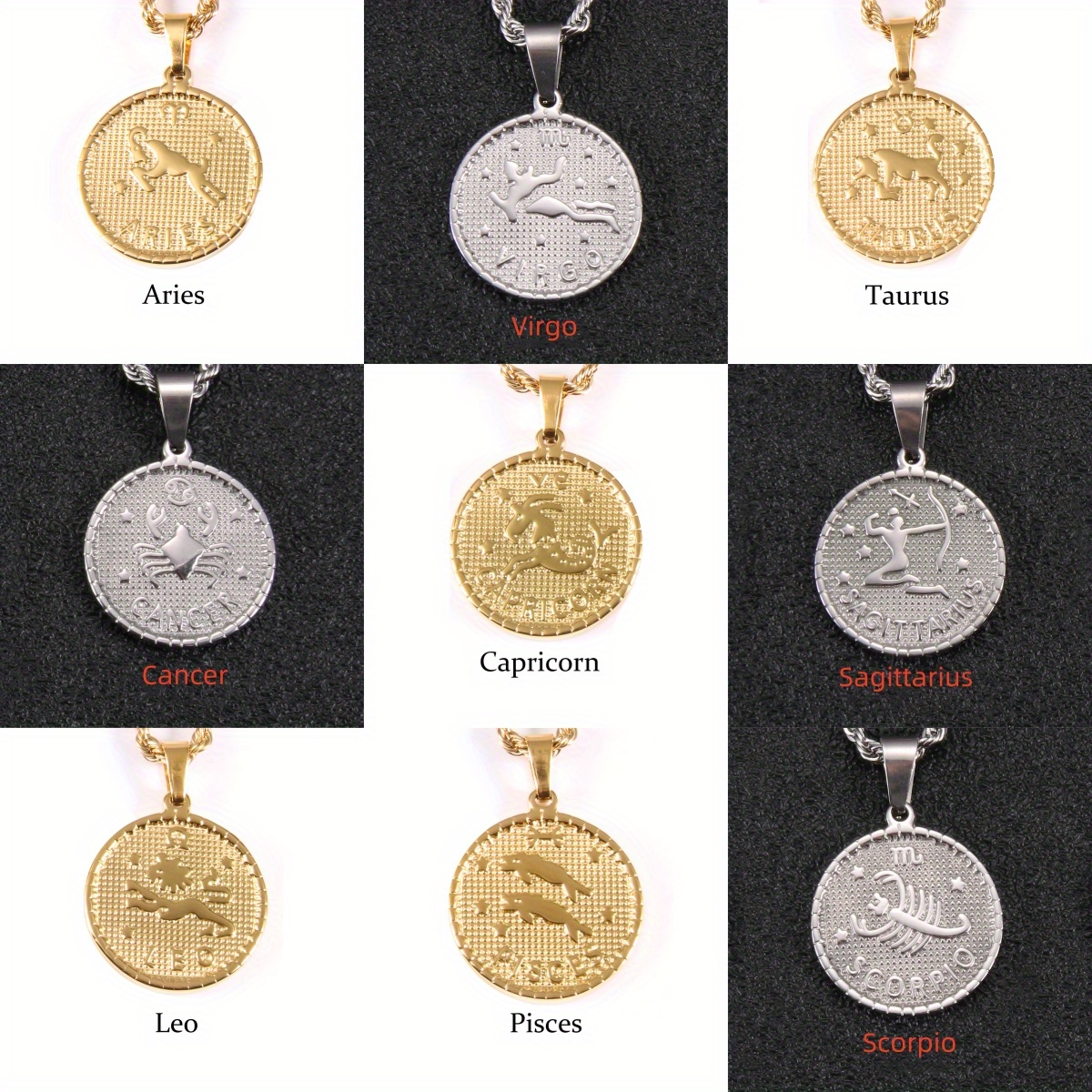 14k Gold Plated Pendants Crystal Zodiac Pendants Charms With - Temu