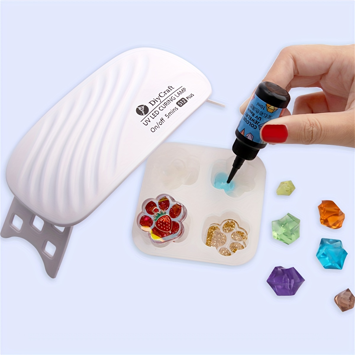 DIY UV Resin Kit, UV Resin Kit with Light Complete Tools 9 Curing Lamp  Beads for Gifts
