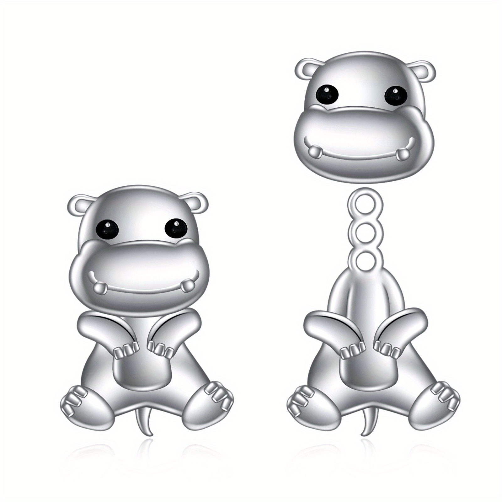 Image of Hippo Stud Earrings For Women Sterling Silver Cute Animal Hippo Leverback Earrings Jewellery Gift For (hippo)