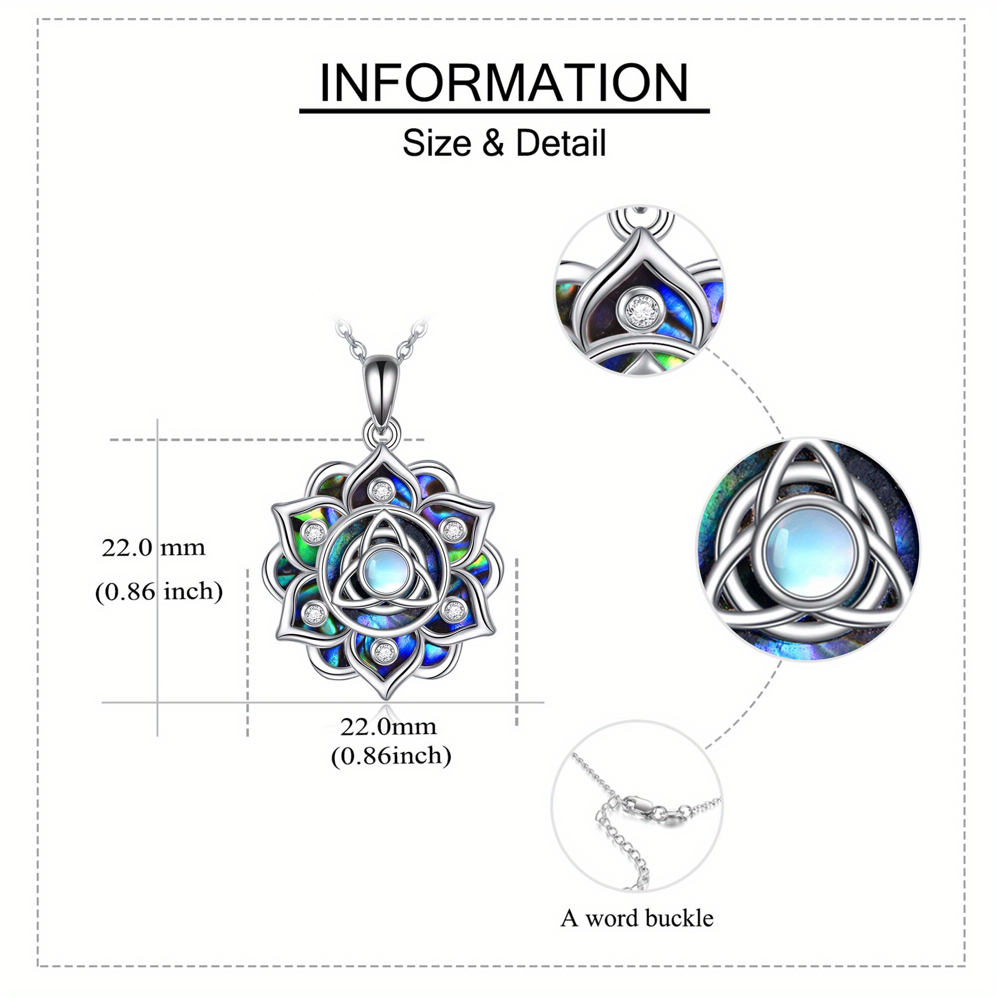Sterling Silver Moonstone Lotus Necklace with Celtic Knot