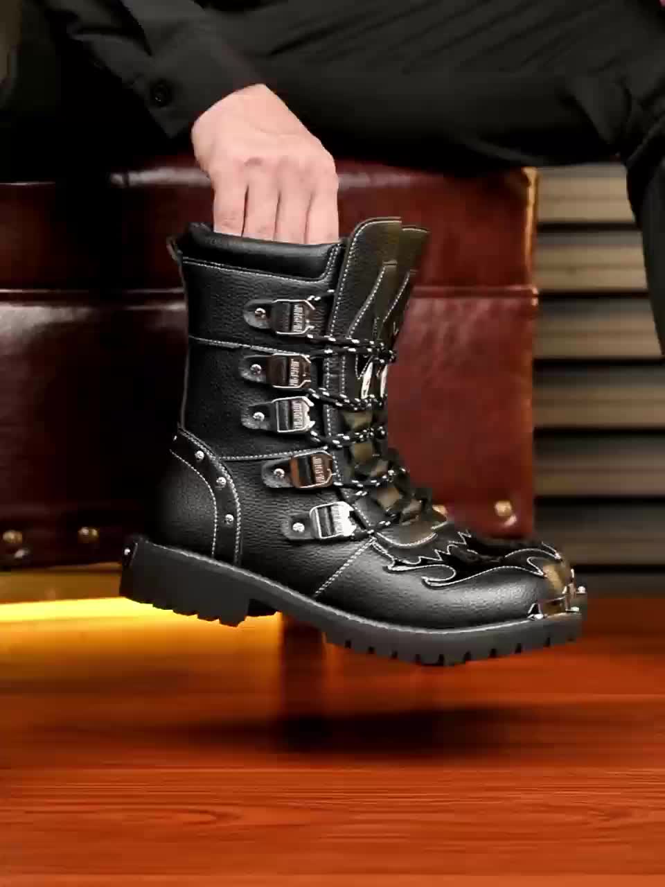 Ankle Boots Mens Punk Combat Boots Mens High Top British Style