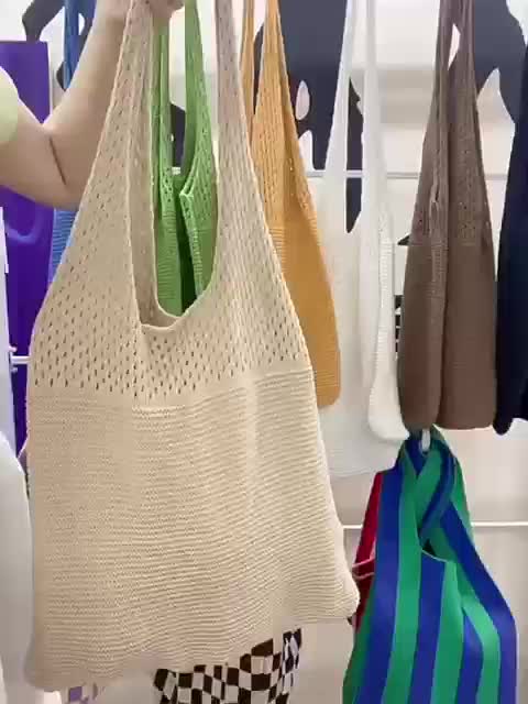 Mightlink Women Shoulder Bag Crochet Heart Pattern Large Capacity Vintage Hollow Out Handbag Tote Bag for Outdoor, Women's, Beige