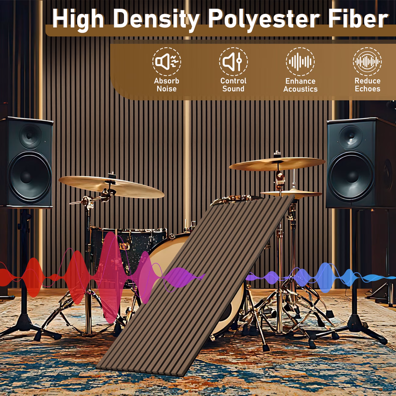 set of panels wood 120 x 60cm 21mm thick made of mdf and pet felt suitable for noise reduction in living rooms offices and Product details 4