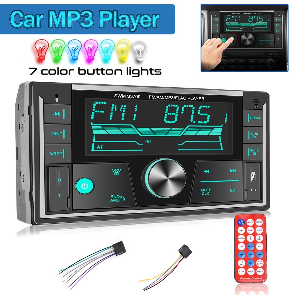 Radio estéreo de coche de 7 pulgadas con pantalla táctil Bluetooth, audio  para automóvil con FM/llamadas manos libres/enlace