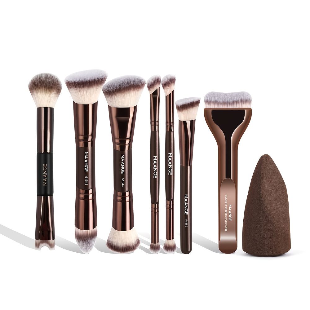 TEMU 8pcs Professional Makeup Brush Set, Foundation Brush, Powder Brush, Eye Shadow Brush, Blending Brush For Liquid Bb Cream Blending Mineral Powder