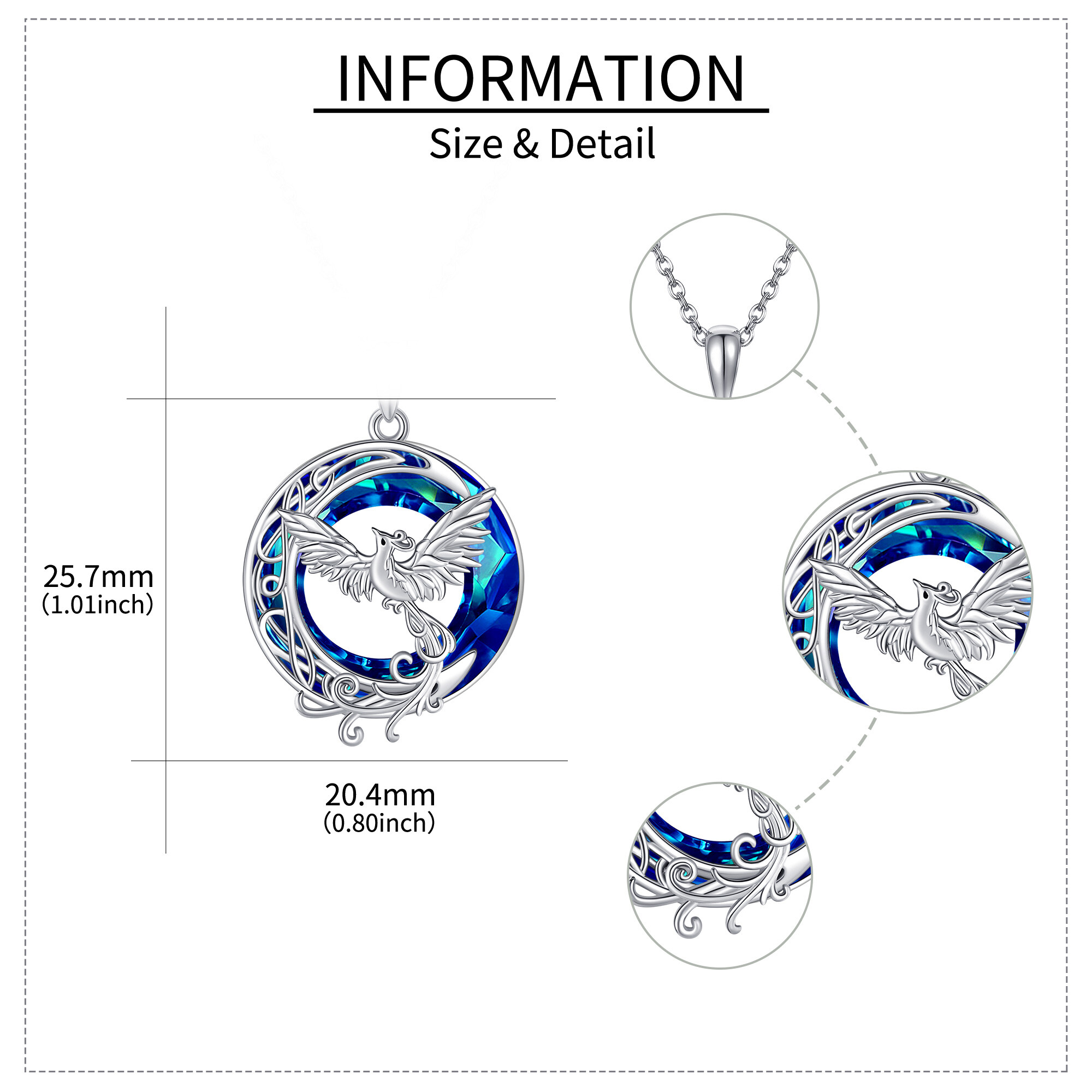 925 Sterling Silver Phoenix Necklace Set, Elegant Gift