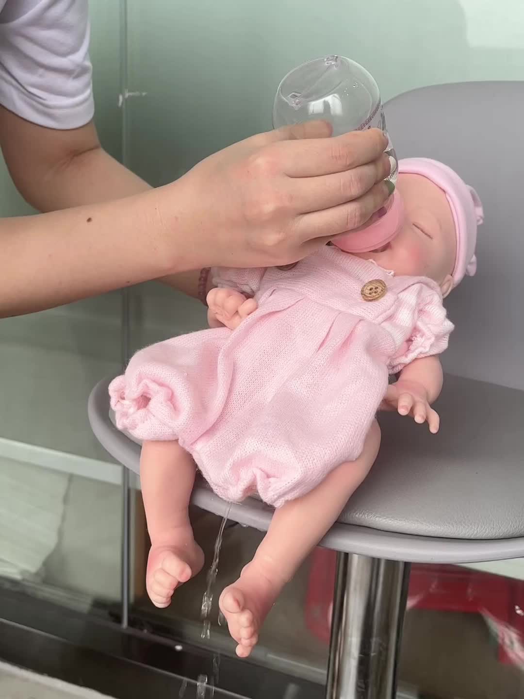 33CM Full Body Solid Silicone Girl Baby Reborn Doll Painted Real