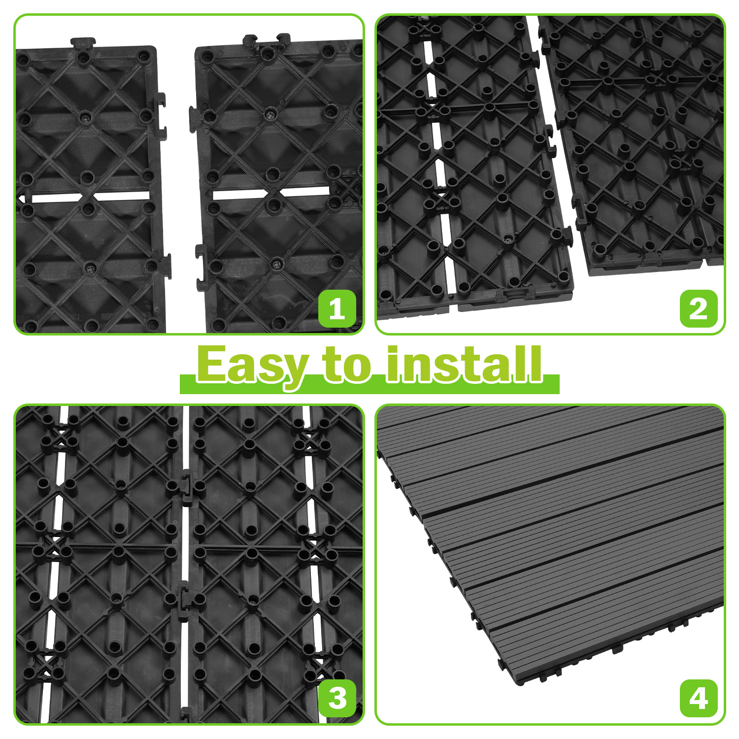 Wpc-pflaster Terrace Tiles, 36pcs Wooden Tiles, Balcony Tiles 30x60cm, Wpc Tiles, For And Gardens