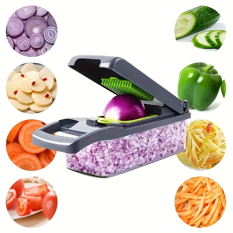 Picador de verduras multifuncional 15 en 1 Picador de verduras de mano  Cortador de cebolla Pelador de patatas Cocina Frutas Cortador de verduras