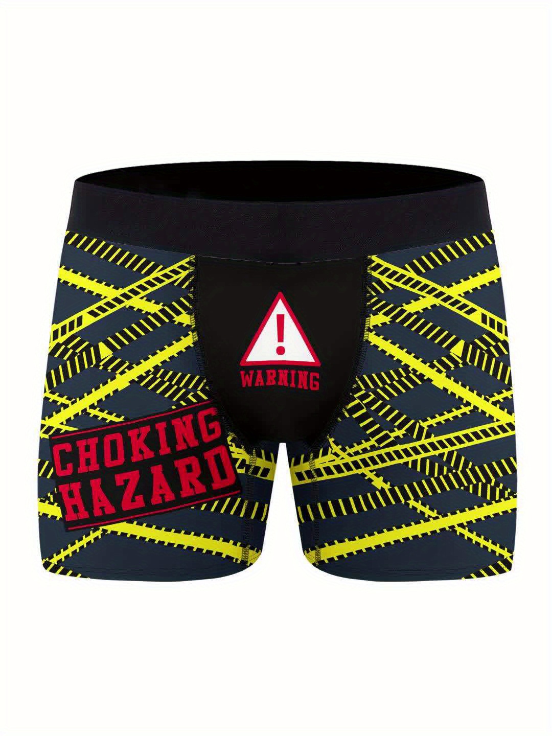 Men's Choking Hazard Warning Print Fashion Novelty Boxer - Temu