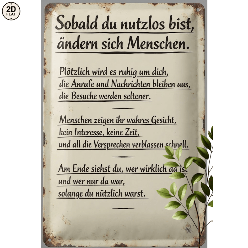 Image of 2d Flat, 1pc Metal Sign. German When You Are Useless Quote Perfect For Home, Office, Bar, Outdoor Decor 20x30cm 2d Flat, 2d Flat