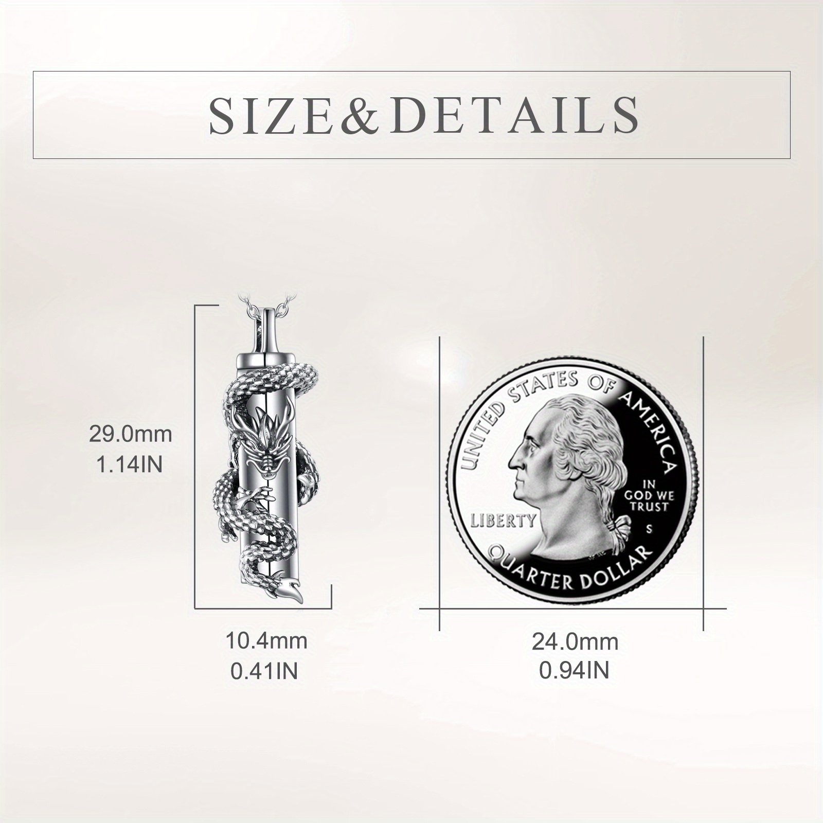 YFN Dragon Urn Necklace Sterling Silver Cremation Dragon Jewelry