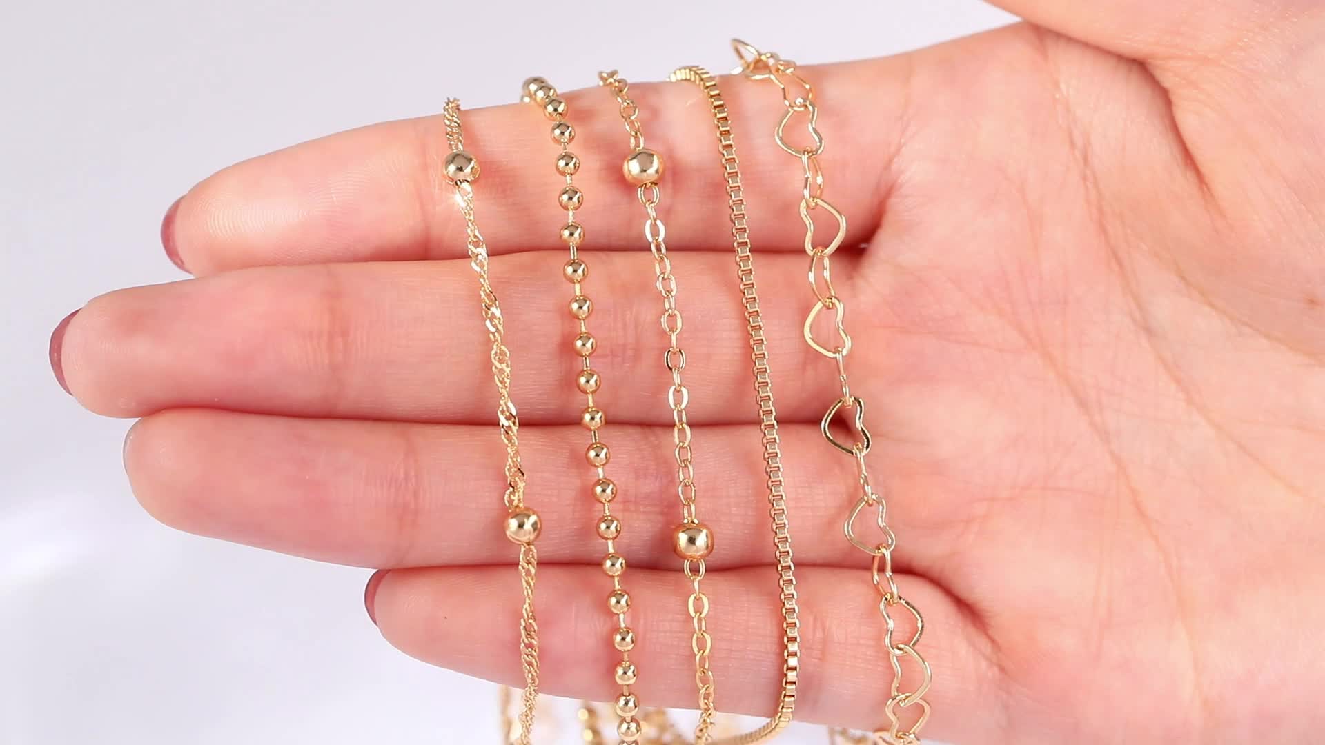 5pcs Layered Bracelet Set Iron Material All Season Wear