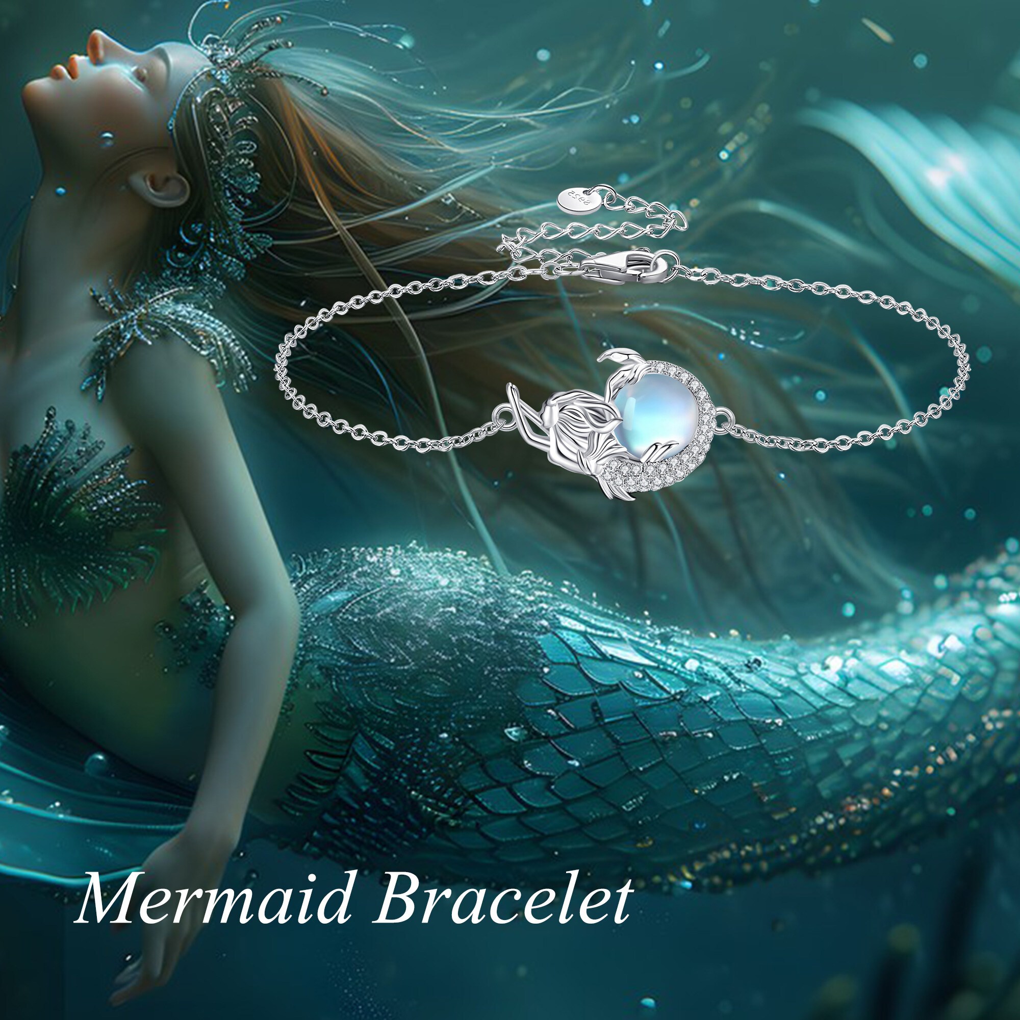 925 Moonstone Mermaid Bracelet for Women