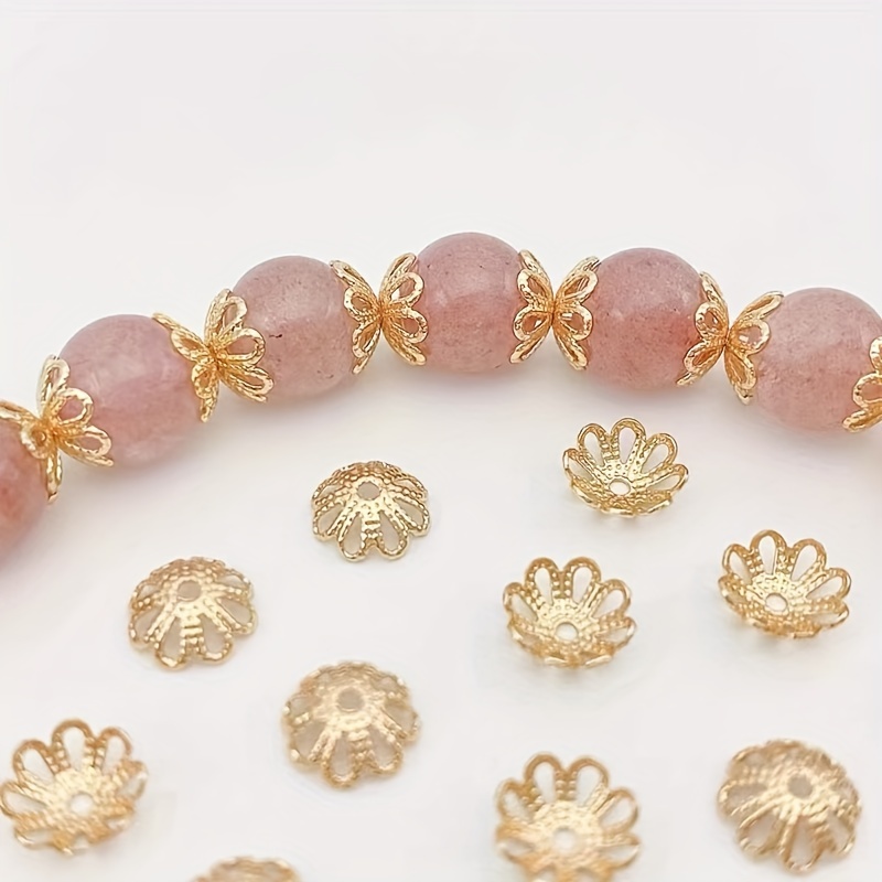 30pcs 14K Rose Gold Filled Small Flower Bead Caps for Jewelry Making 3mm  4mm 5mm