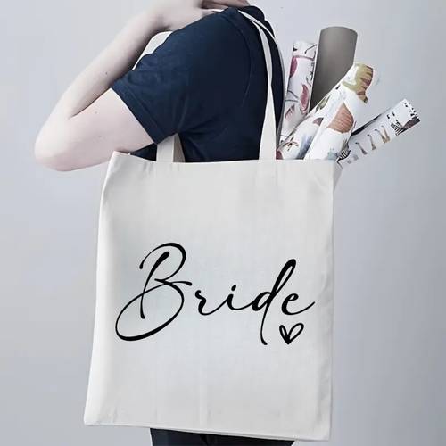 bride canvas tote bag wedding gift bag for bridal shower bachelorette party and honeymoon essentials