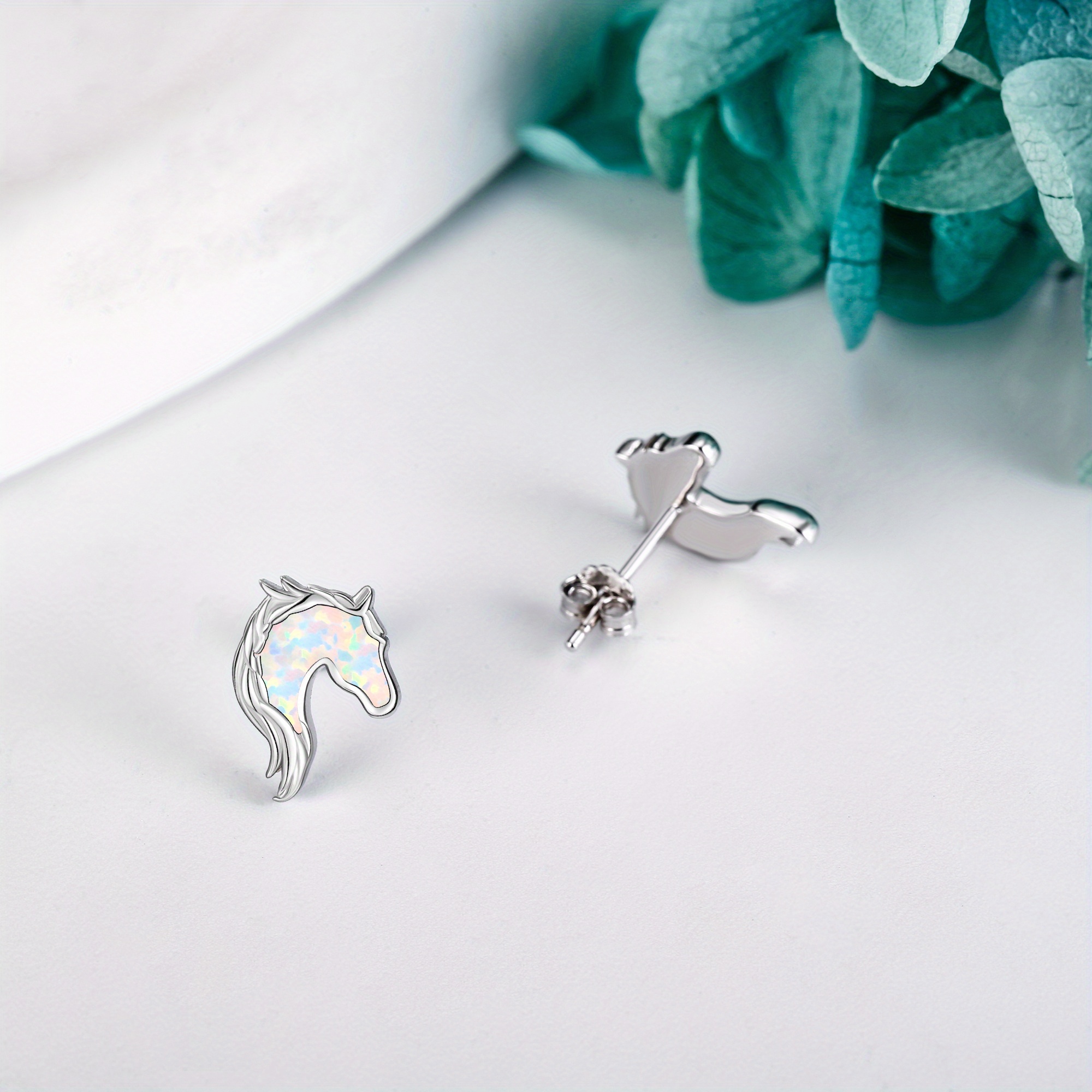 925 Sterling Silver Horse Head Stud Earrings