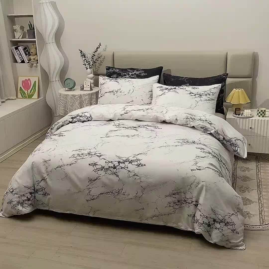 ClearloveWL Duvet Cover Set, Modern Marble Print Bed Reversable