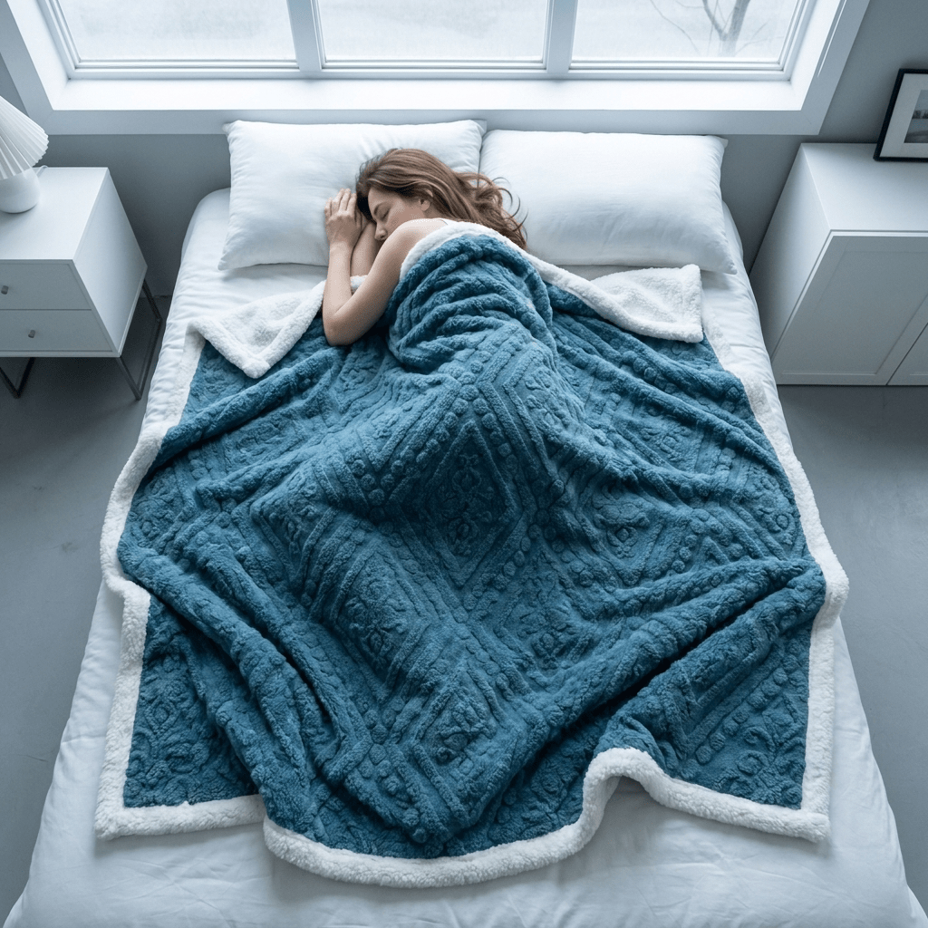Light Luxury Nordic Reversible Blanket, Flannel &, Living Room Bedroom Home Throw