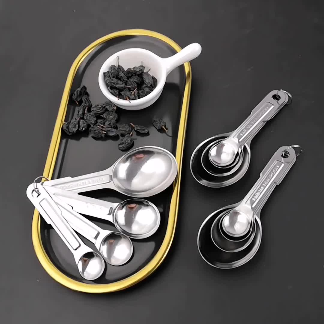  4-Piece Heavy Duty Measuring Spoon Set, (1/4 tsp, 1/2 tsp, 1  tsp, 1 Tbsp) Stainless Steel Baking Measuring Spoon Set for Dry and Liquid  Ingredients by Tezzorio: Home & Kitchen
