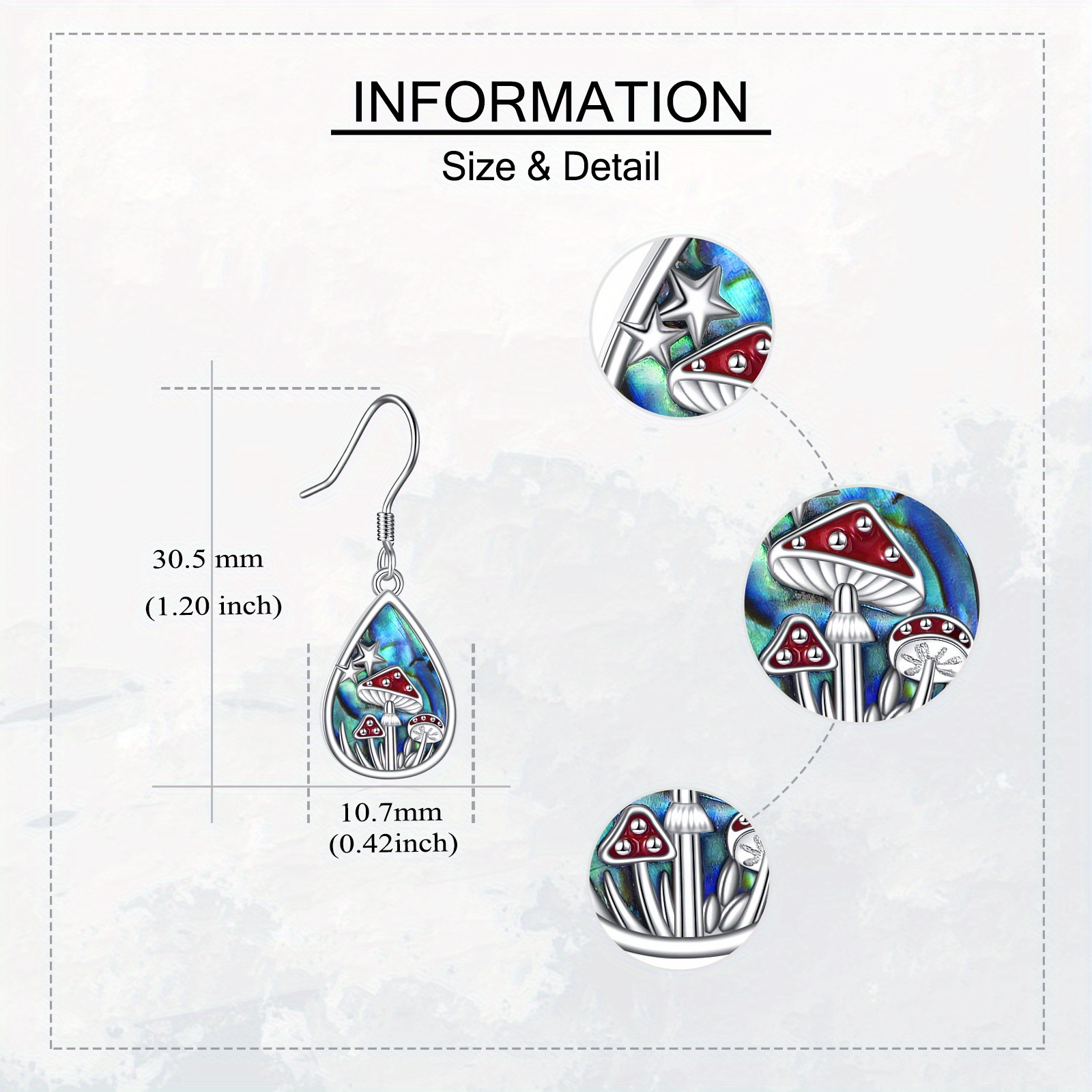 Women's Abalone Mushroom Dangle Earrings