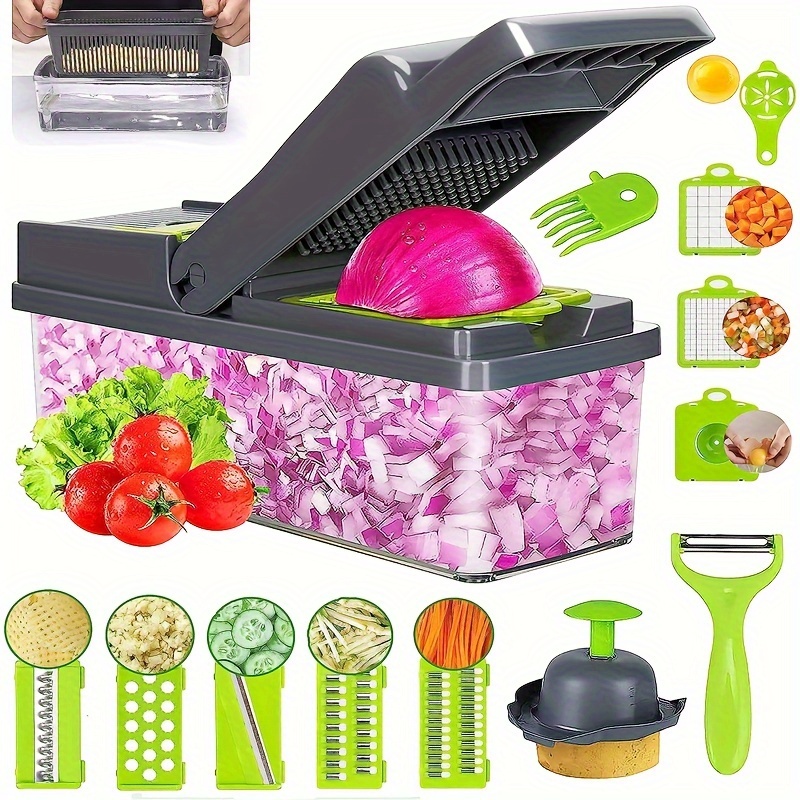  Vegetable Chopper and Slicer Dicer for Kitchen 23 PCS Veggie  Slicer and Chopper Vegetable Cutter Cooking Accessories Gadget Stuff Salad  Maker Dicing Machine Potato Fruit Chopper with Container