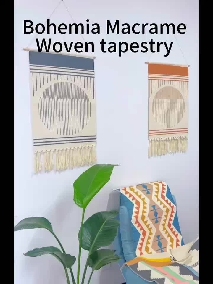 HOLAVIDA Macrame da Parete, Boho Decorazioni Arazzo Intrecciato a Mano con  Nappe, Stile Nordico Arredamento Casa Camera da Letto, Soggiorno, Galleria