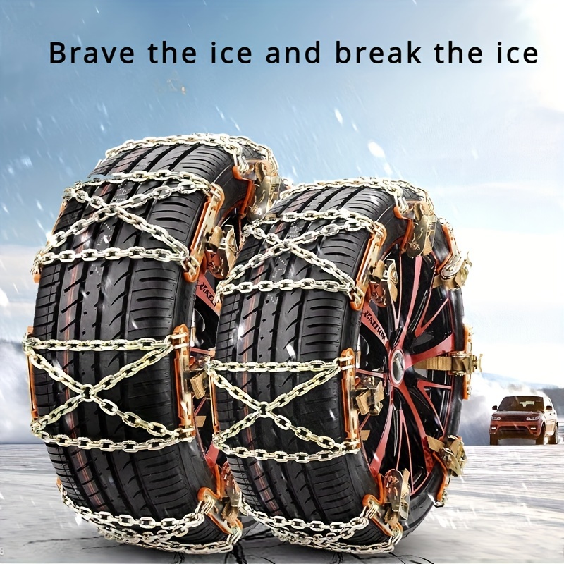  Cadenas de nieve universales, 6 cadenas de nieve  antideslizantes para neumáticos, portátiles, fáciles de montar, cadenas de  neumáticos de nieve para automóvil, bloques de neumáticos negros,  amarillos, seguras y cómodas 