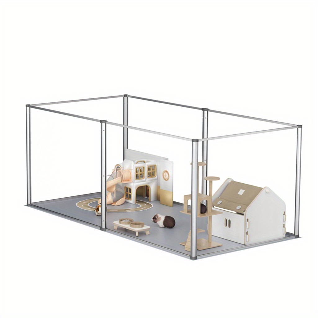 6-panel Indoor Guinea Pig Acrylic Playpen With Floor Pad