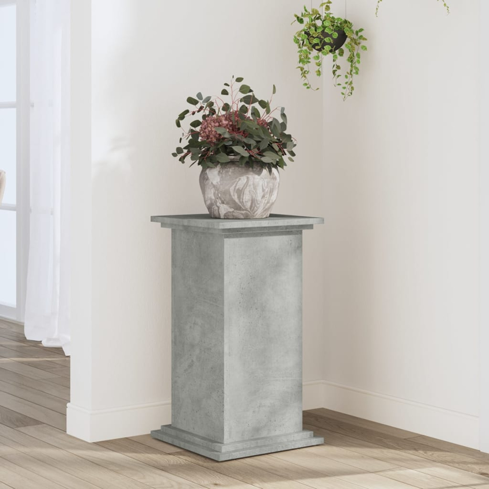 Plant Stand Concrete Grey 33x33x60cm Wood, Standing Shelf