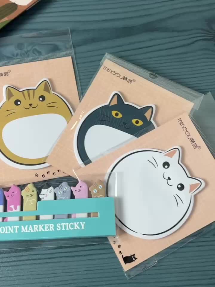 5pcs Cute Cat Sticky Notes Bookmarks Page Flags Index Tabs For Office And  School, Animal Sticky Notes