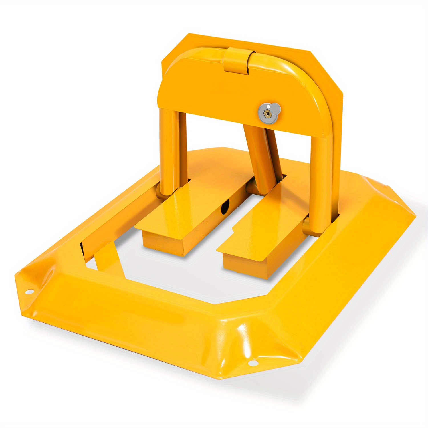 Sonnewelt Folding Parking Post With 3 Keys, Thickened Arch Angle Barrier, Waterproof And Garage Lock, Color For High Visibility