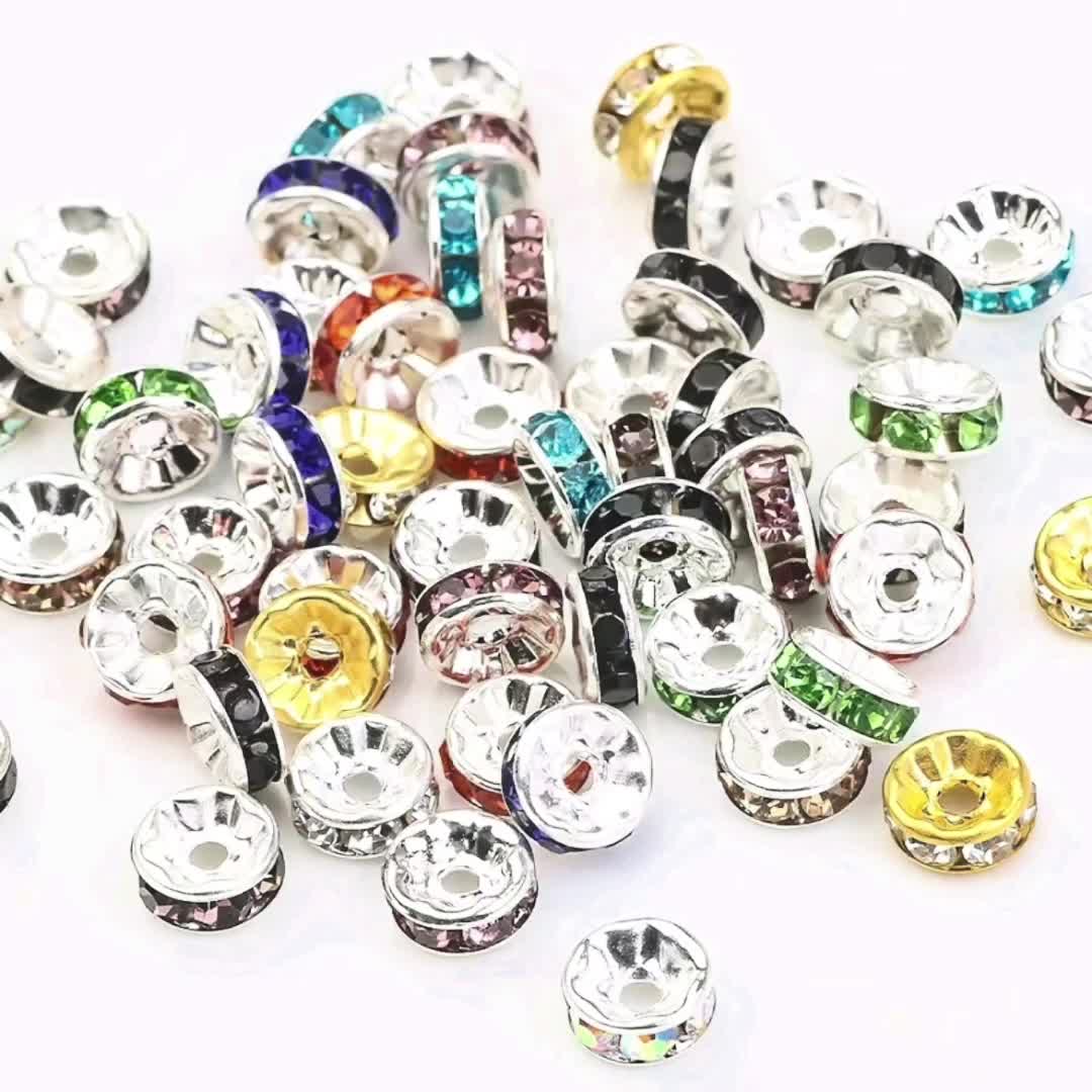 Cludoo Rondelle Spacer Beads for Jewelry Making 1200 pcs 8mm Rhinestone Spacer  Beads 10 Colors Crystal Beads Spacers for Jewellery Making Bracelet  Necklaces DIY Craft