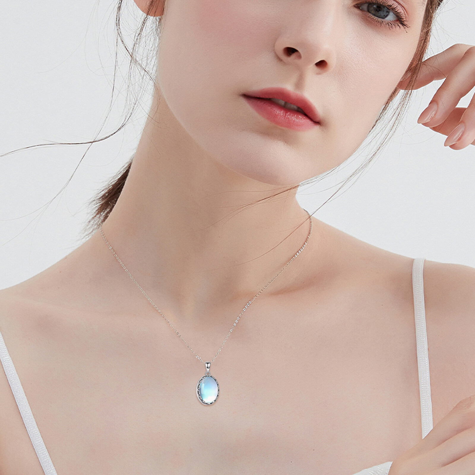 Ashes Pendant Necklace with Moonstone Charm, Memorial Gift