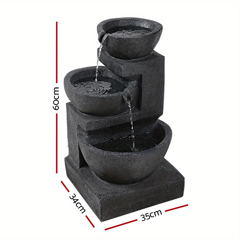   solar fountain water feature bird bath outdoor led lights 3 tier blue Product details 2