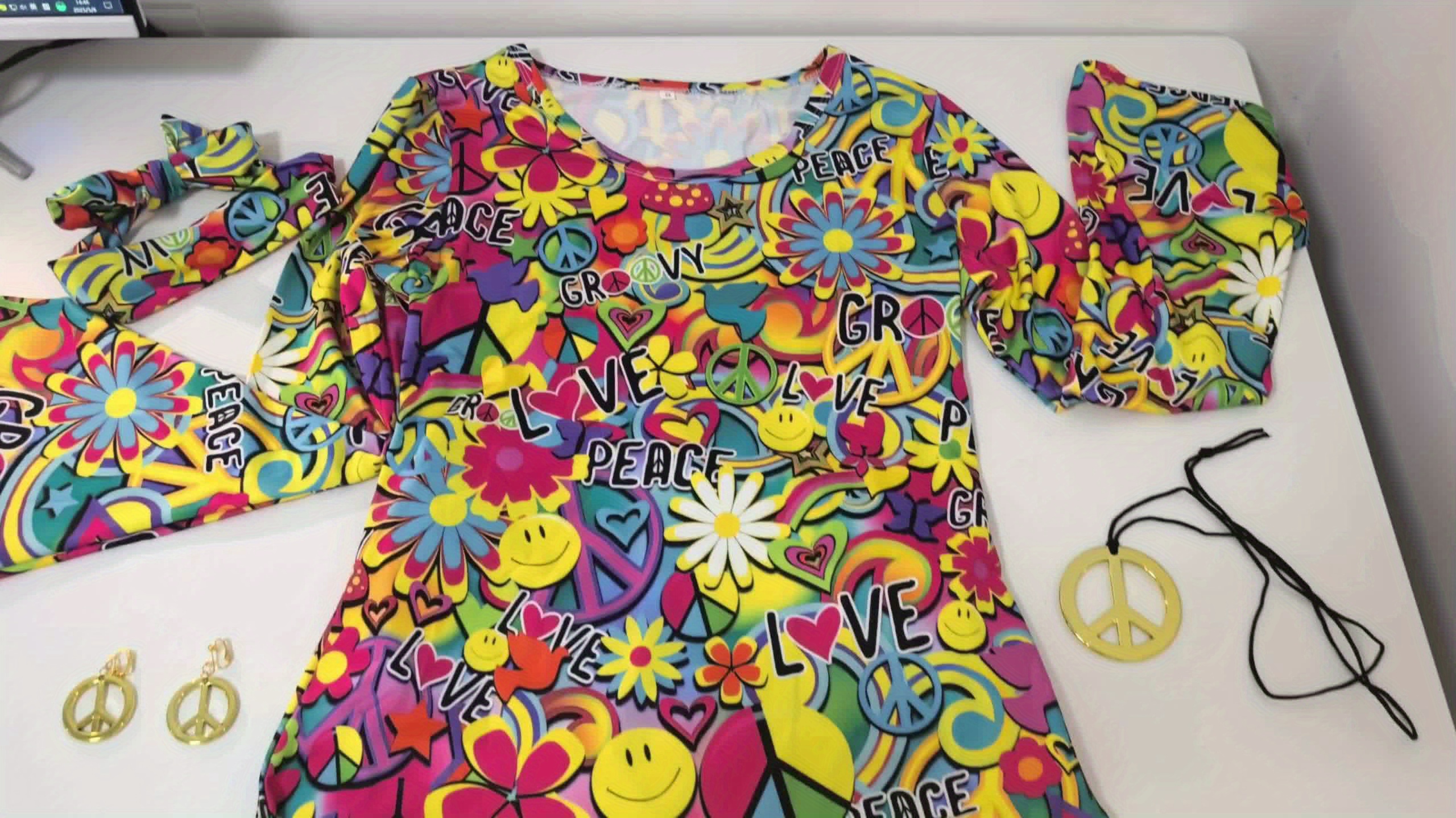 piezas collar aretes estilo hippie 70s 80s traje moda Temu