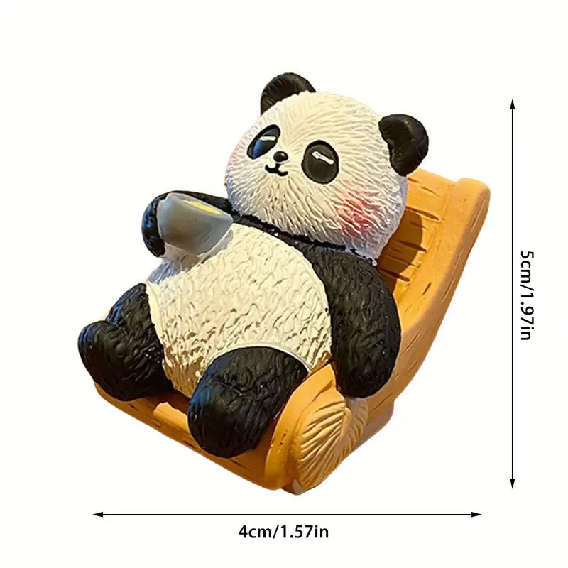 Figurine décorative de bureau en résine panda mignon pour chambre d'anniversaire 6 pièces détails 4