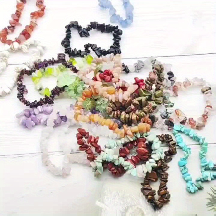 10 Pack Assorted Natural Stone Beaded Bracelet Set for Daily Wear, No Plating