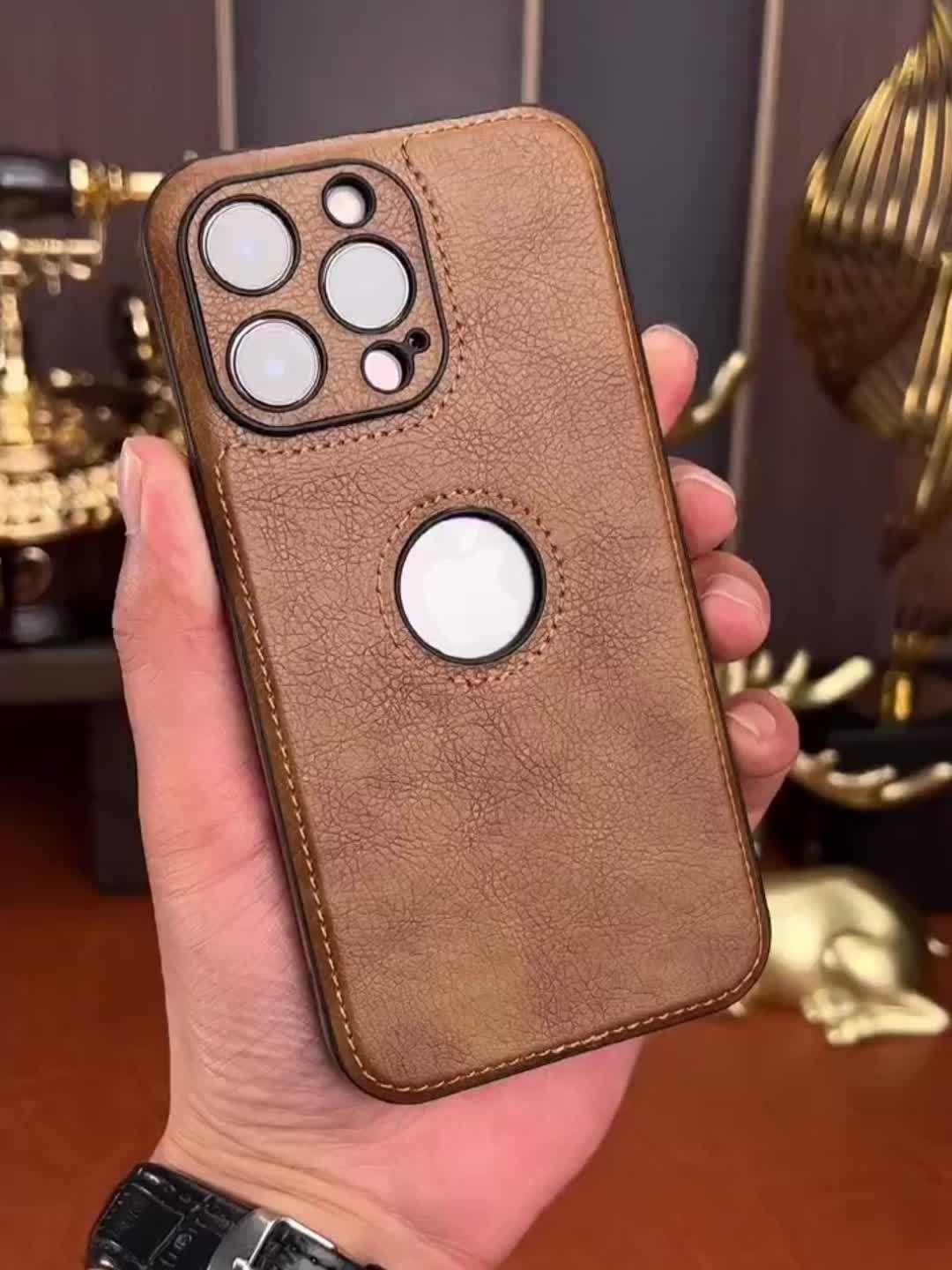 Logo View Compatible with iPhone 15/14/13/12 Pro Max Case Slim Premium Vegan Leather Classic Luxury Elegant Thin Cover, Shockproof Full Protection - Image 17