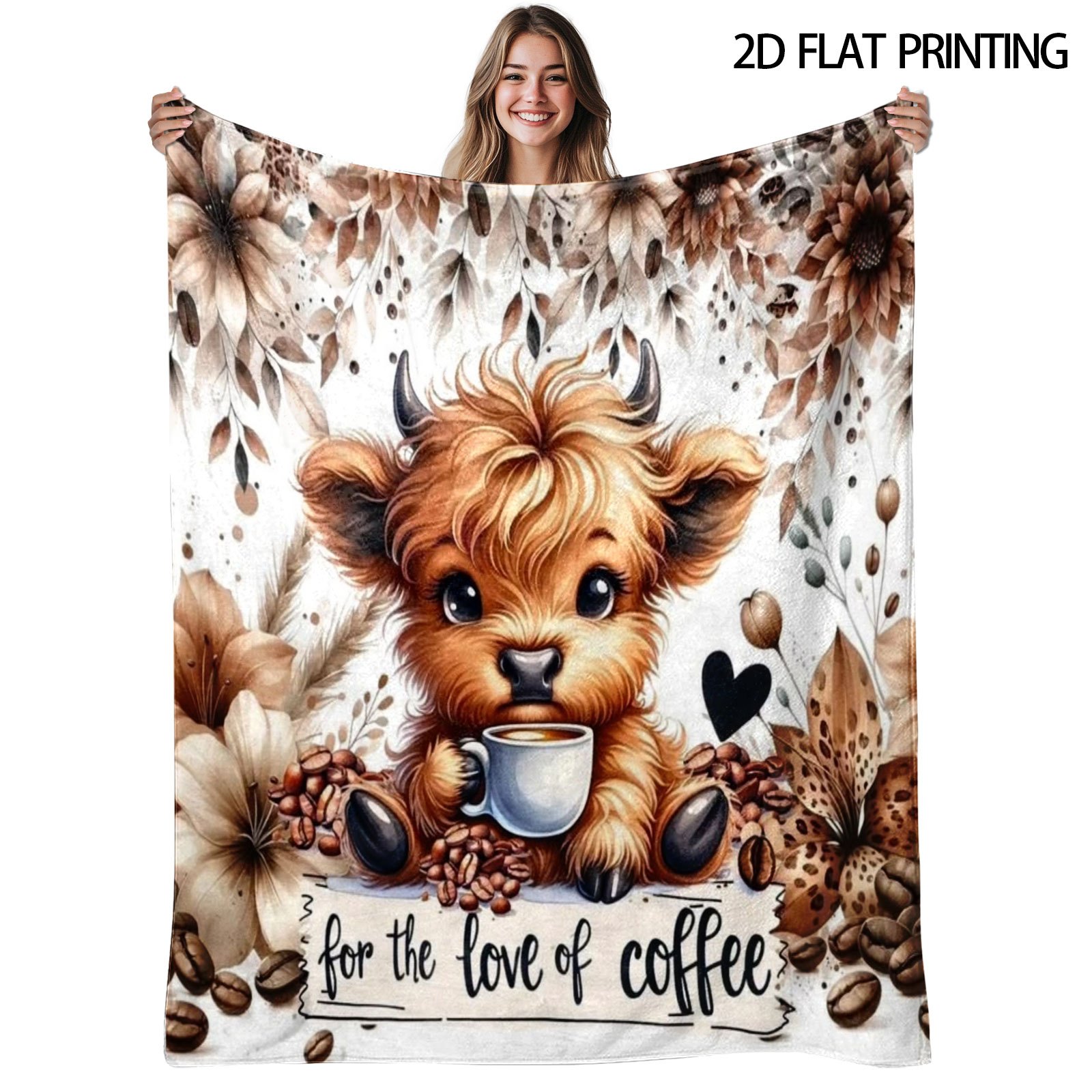 1pc Highland Cow Blanket Suitable For - Soft Flannel With Scottish Cow, Cozy Nap Throw For,, Camping & Use - Father's Day Gift, Gift, Decor, Contemporary