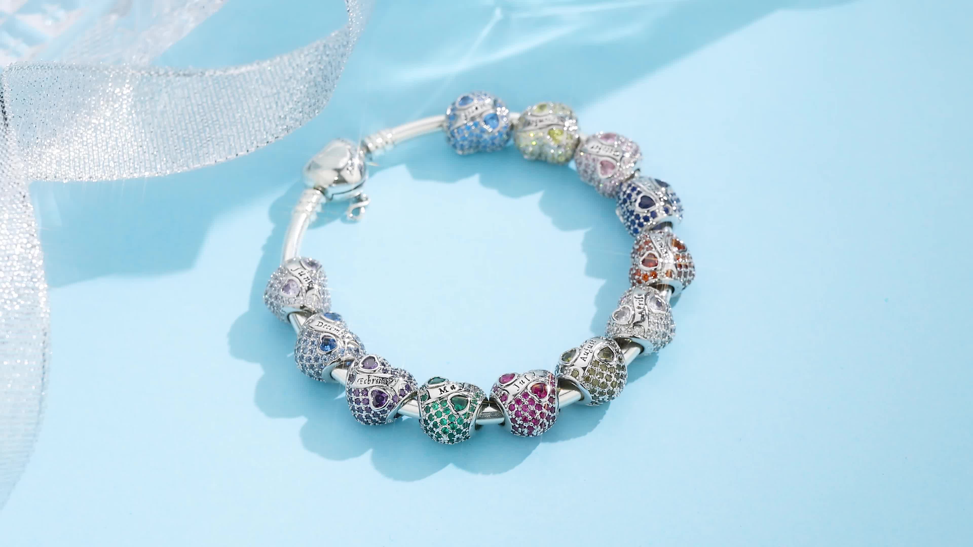 S925 Birthstone Charms For European Bracelet Dangle Charm - Temu