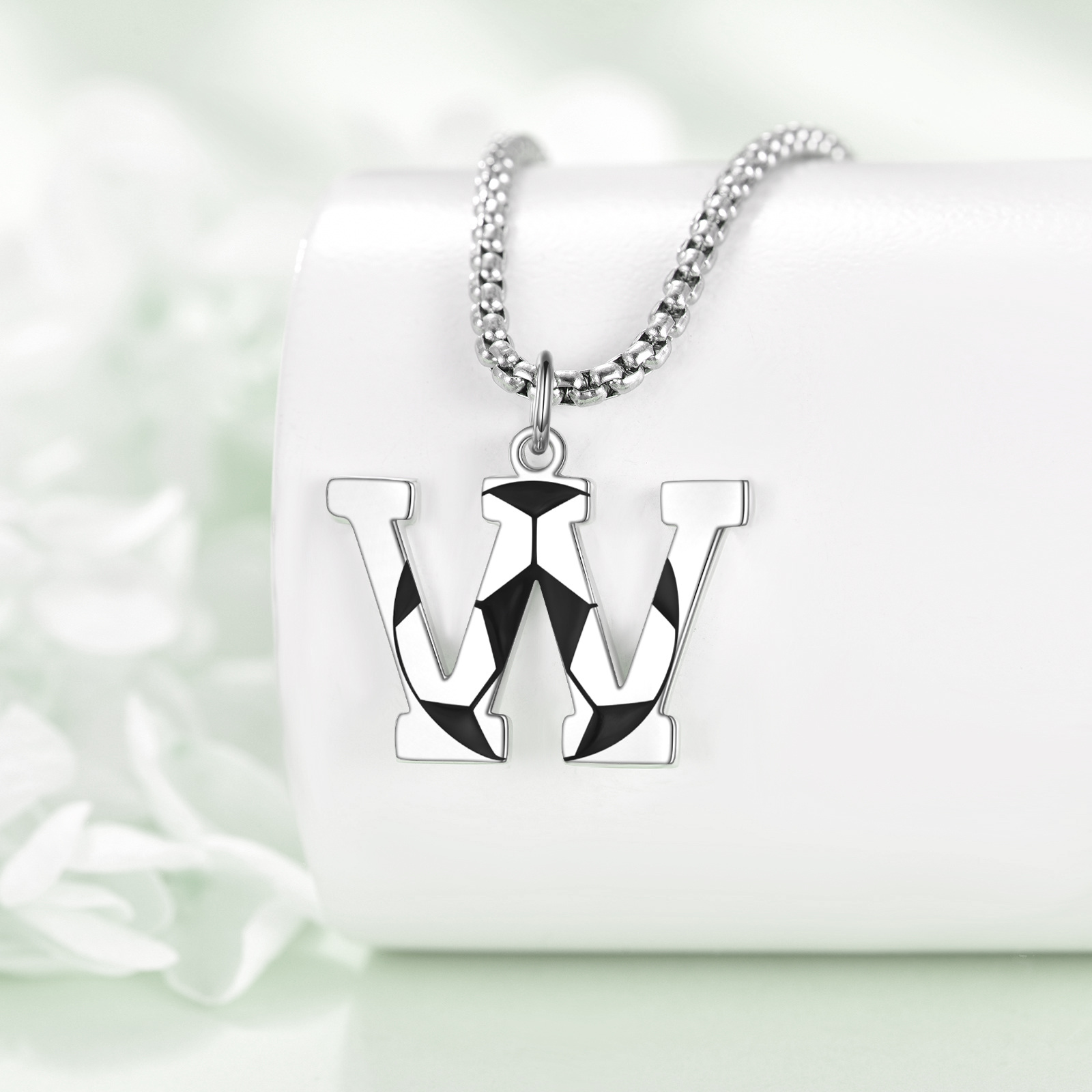 Personalized 925 Sterling Silver Football Necklace with Initials